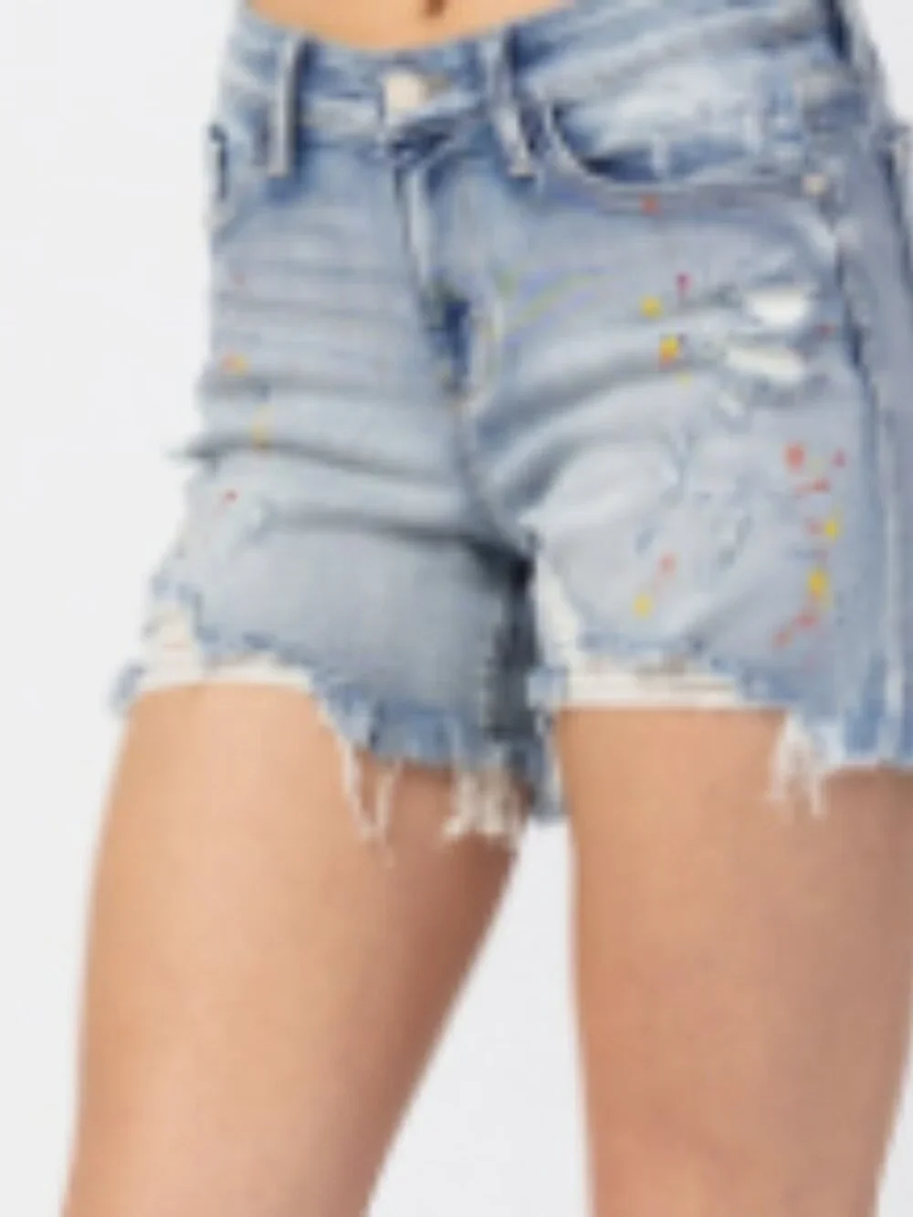 Judy Blue Mid-rise Rainbow Paint Splash Cutoff Shorts XL NWT